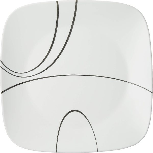 Square Simple Lines Dinner Plate Set, 6 Pack